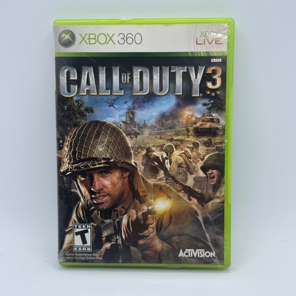 Activision Call of Duty 3 Xbox 360 Standard One Size Green Excellent CIB WWII